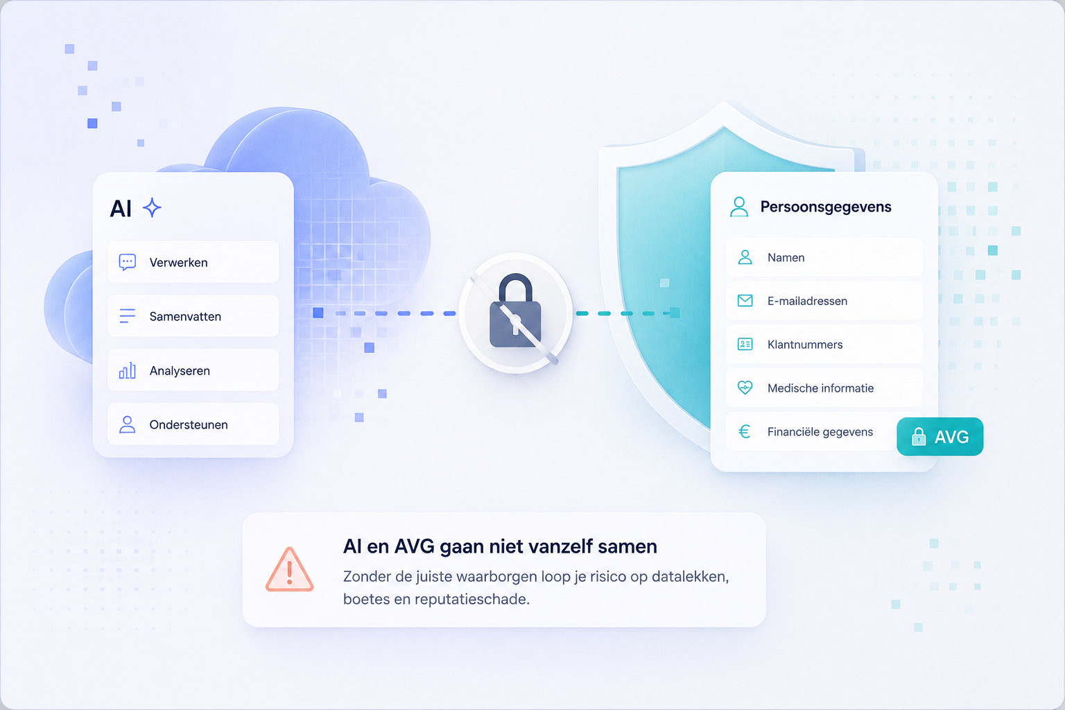 Visualisatie van hoe GDPR Filter persoonsgegevens filtert voor AI